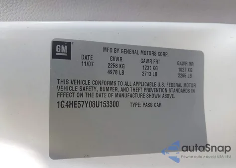 2008 Buick Lucerne Cxs z USA, uszkodzony, nr VIN 1G4HE57Y08U153300